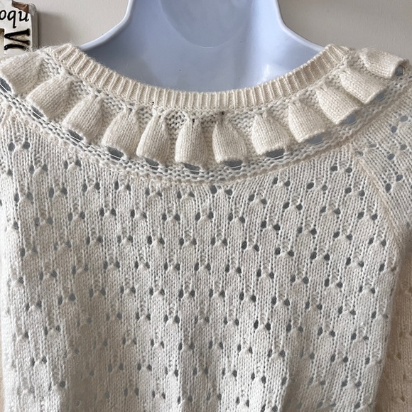 H&M Cream Peplum Pointelle Angora Blend Knit Sweater Size S - Picture 6 of 11